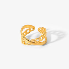 Double-layer Chain Cross Open Ring Fashion Accessory