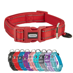 YUDOTE Reflective Nylon Padded Dog Collar Adjustable Soft Pet Collars with Quick Release Buckle for Small Medium Large Dogs (Red 10-15 inch)