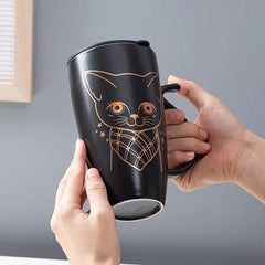 Charming Cat Ceramic Mug - Large Capacity