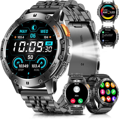 PODOEIL Military Smart Watches for Men with Bluetooth Call 1.43