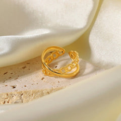 Double-layer Chain Cross Open Ring Fashion Accessory
